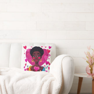 Colorful Girl Art Throw Pillow – Vibrant Home Déco Kissen