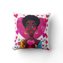 Colorful Girl Art Throw Pillow – Vibrant Home Déco