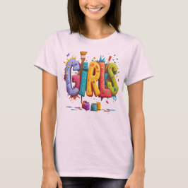 Colorful Girls Graffiti Art Graphic T-Shirt