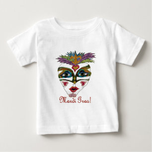 Colorful Glitter Feather Mask Baby T-shirt