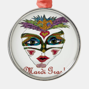 Colorful Glitter Feather Mask Ornament Aus Metall