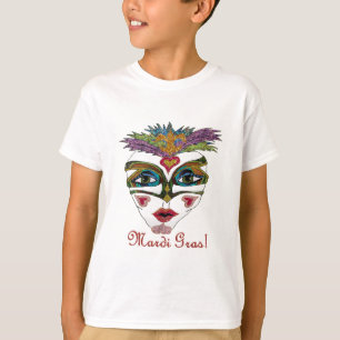 Colorful Glitter Feather Mask T-Shirt