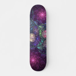 Colorful Glittering Modern Abstract Fractal Art Skateboard