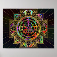 Colorful Gold gerahmt Sri Yantra Sri Chakra