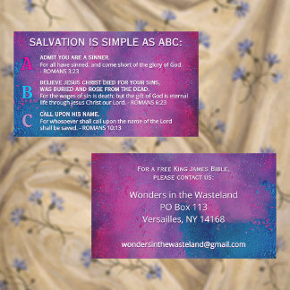 Colorful Gospel ABC's Salvation Christian Ministry Visitenkarte