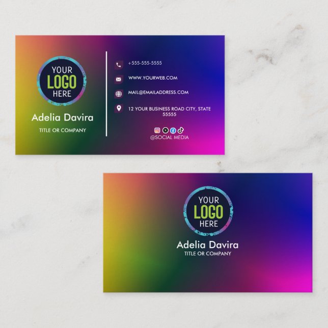 Colorful Gradient Business Card Modern Design Visitenkarte (Vorne/Hinten)