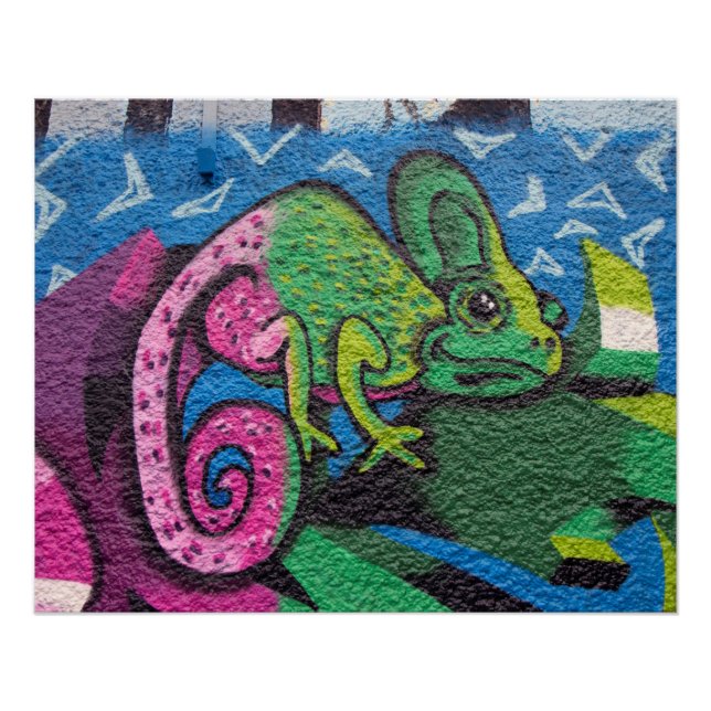 Colorful Graffiti Chameleon Poster (Vorderseite)