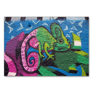 Colorful Graffiti Chameleon Tischnummer