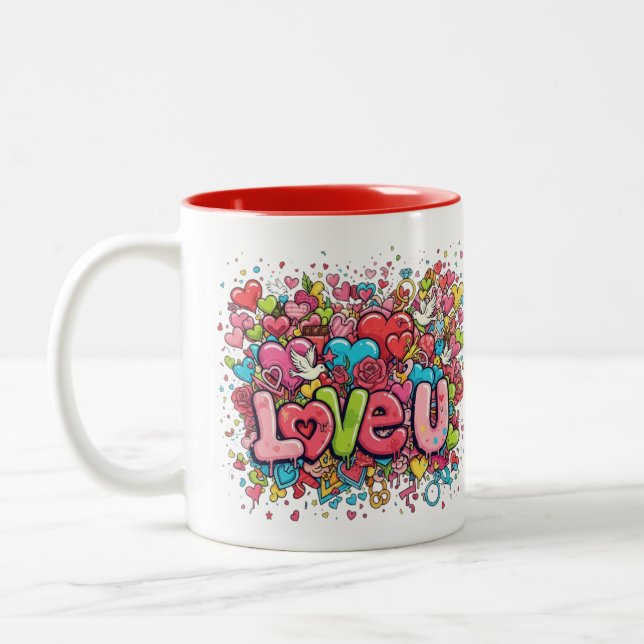 Colorful Graffiti Love U Mug Zweifarbige Tasse (Links)