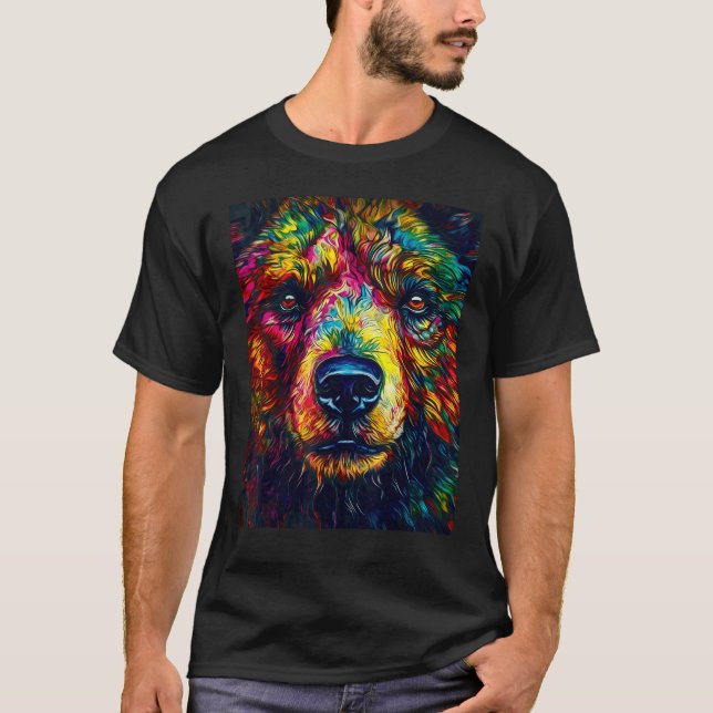 Colorful Grizzly Bear Closeup T-Shirt (Vorderseite)