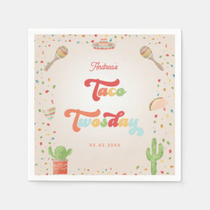 Colorful Groovy Fiesta 2. Geburtstag Taco 2 Wosday Serviette