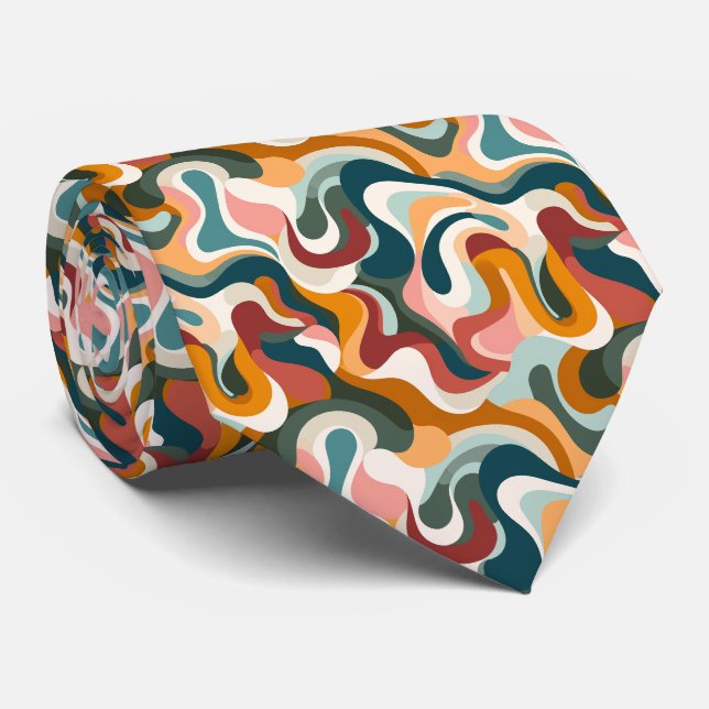 Colorful Groovy Retro Neck Tie Krawatte (Gerollt)