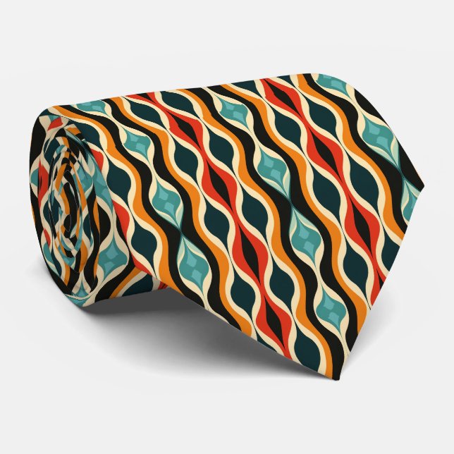 Colorful Groovy Retro Neck Tie Krawatte (Gerollt)