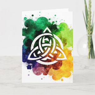 Colorful Grunge Celtic Watercolor St Patrick's Day Karte