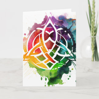 Colorful Grunge Celtic Watercolor St Patrick's Day Karte