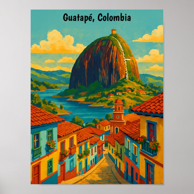 Colorful Guatape El Penol Rock Colombia  Poster (Vorne)