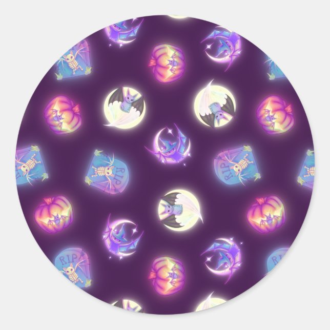 Colorful Halloween Cute Runder Aufkleber (Vorderseite)