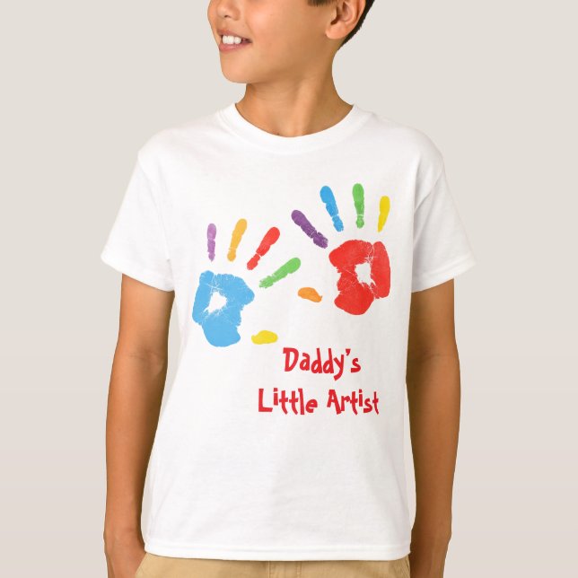 Colorful Handprint Daddy’s Little Artist T-Shirt (Vorderseite)