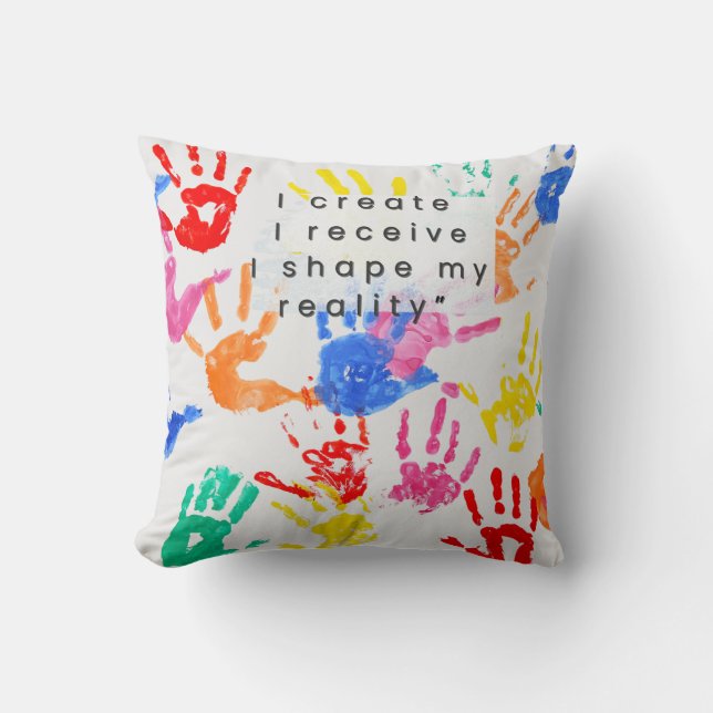 Colorful Handprint Pattern Throw Pillow Kissen (Vorderseite)