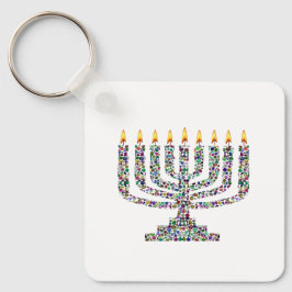 Colorful Hanukkah Candle Schlüsselanhänger