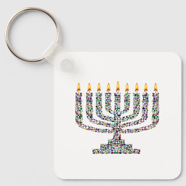 Colorful Hanukkah Candle Schlüsselanhänger (Vorderseite)