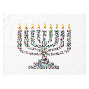 Colorful Hanukkah Candle Tischdecke