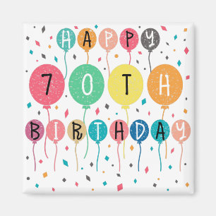 Colorful Happy 70th birthday with ballons Magnet