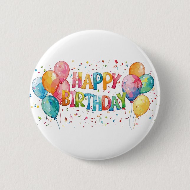 Colorful Happy Birthday Button (Vorderseite)