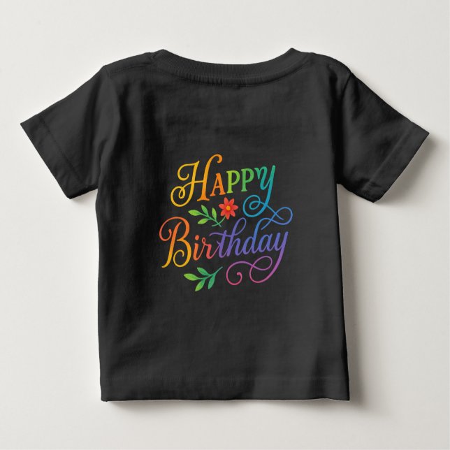 Colorful Happy Birthday Floral Baby T-Shirt (Rückseite)