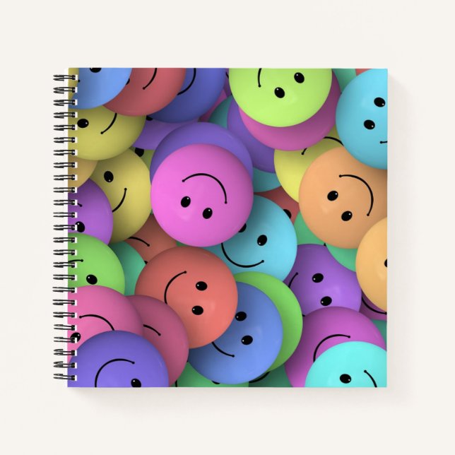 Colorful Happy Faces Emoji Notizbuch (Vorderseite)