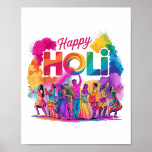 Colorful Happy Holi Festival Feier Indien Par Poster