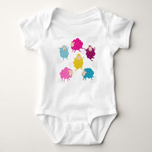 Colorful Happy Sheep Baby Bodysuit Baby Strampler (Vorderseite)