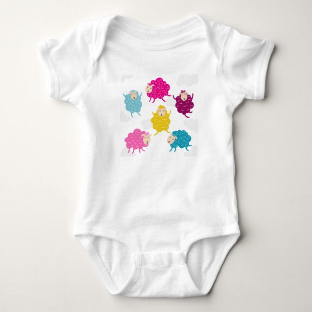 Colorful Happy Sheep Baby Bodysuit Strampler (Vorderseite)
