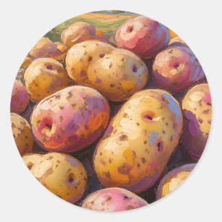 Colorful Harvest Potatoes  Runder Aufkleber