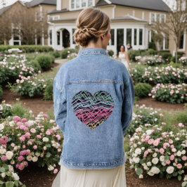 Colorful Heart Motif Jeansjacke