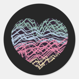 Colorful Heart Motif Runder Aufkleber