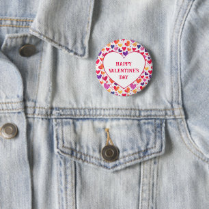 Colorful Hearts Classroom Valentine's Day Button