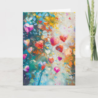 Colorful Hearts Paint Art Romantic Love Karte