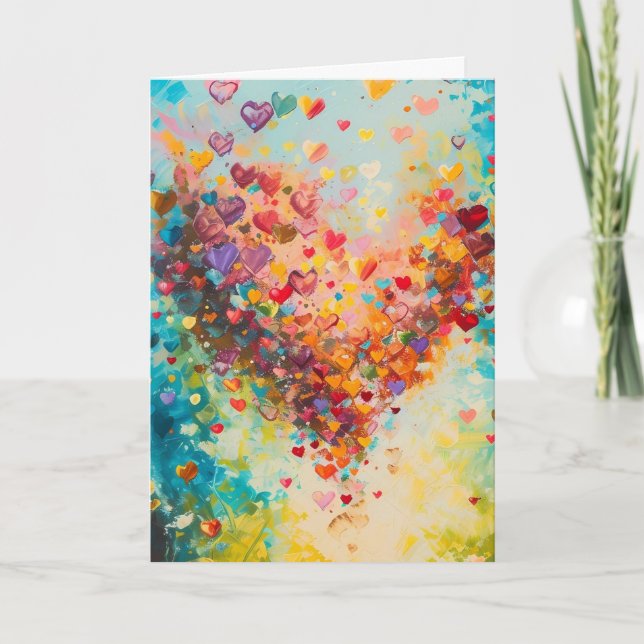 Colorful Hearts Paint Art Romantic Love            Karte (Vorderseite)