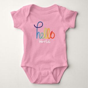 Colorful Hello World Baby Jersey Bodysuit Strampler