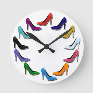 Colorful High Heel Shoes Runde Wanduhr