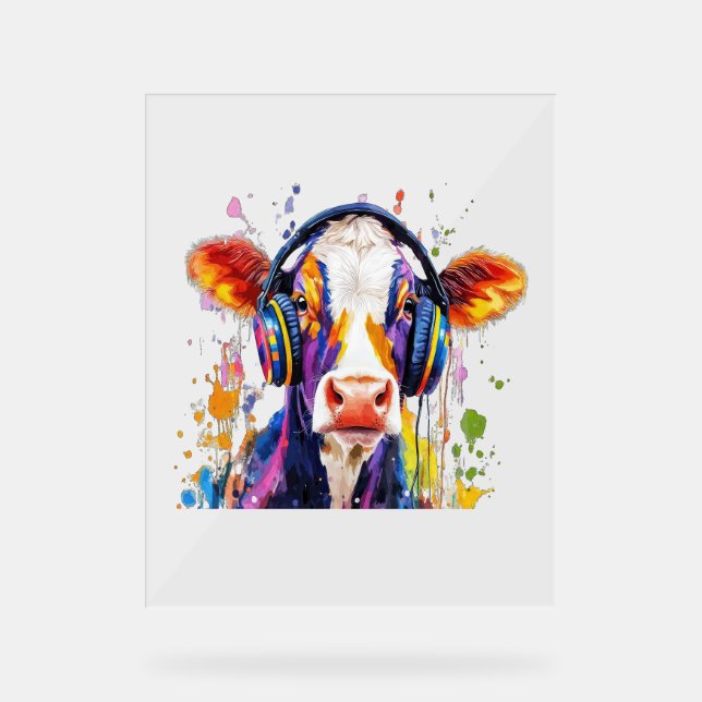 Colorful Highland Cow Acrylschild (Vorderseite)