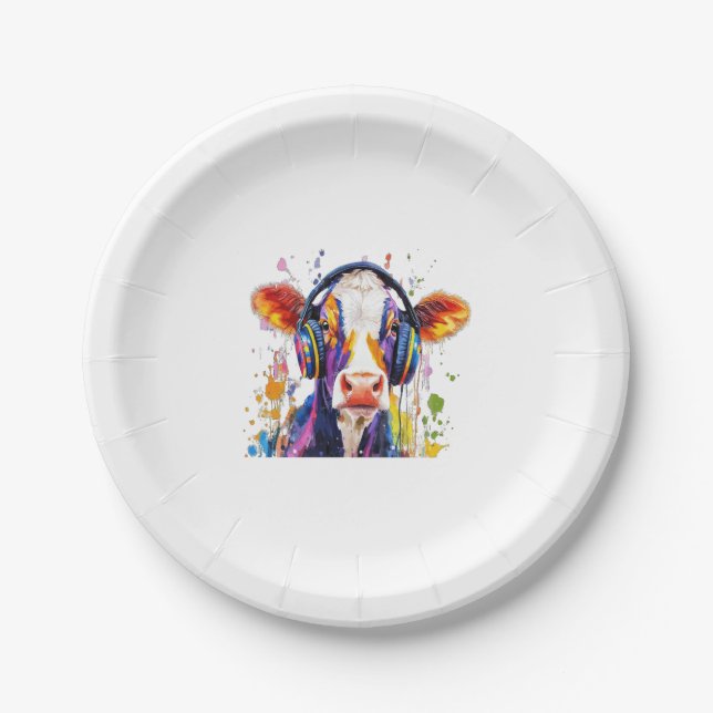 Colorful Highland Cow Pappteller (Vorderseite)