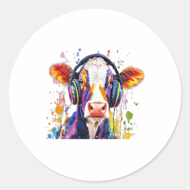 Colorful Highland Cow Runder Aufkleber (Vorderseite)