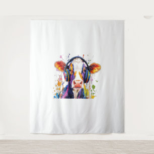 Colorful Highland Cow Wandteppich