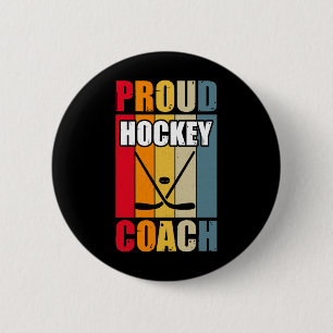 Colorful Hockey Coach Button
