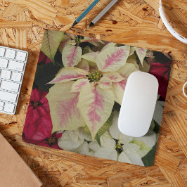 Colorful Holiday Poinsettias Floral Mousepad