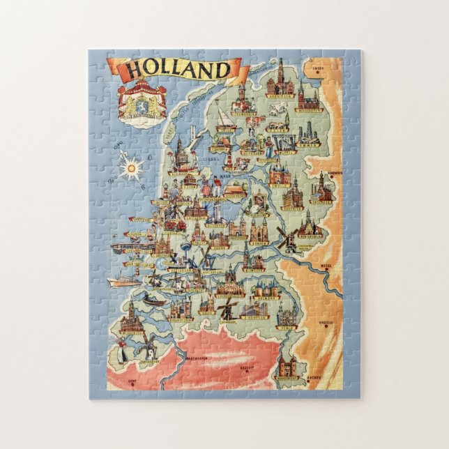 Colorful Holland Map  Puzzle (Vertikal)