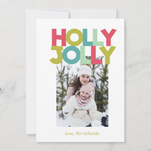 Colorful Holly Jolly Foto Weihnachtskarte Einladung