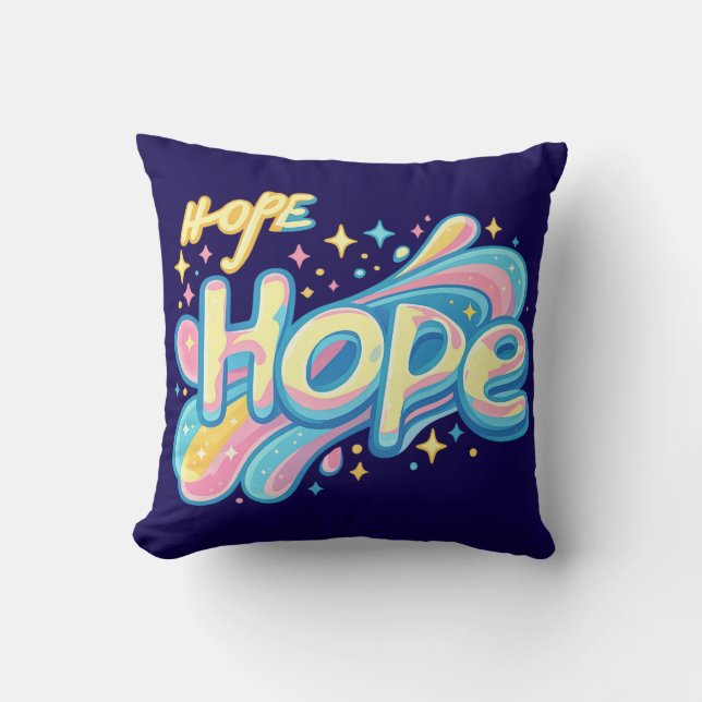 Colorful Hope Graffiti - Y2K Sparkle Aesthetic Kissen (Vorderseite)